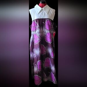 OFUURE Vibrant Purple and White Midi Dress